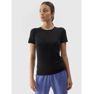 Women's Slim 4F Plain T-Shirt - Black