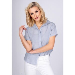 Lady's striped shirt with short sleeves - blue,