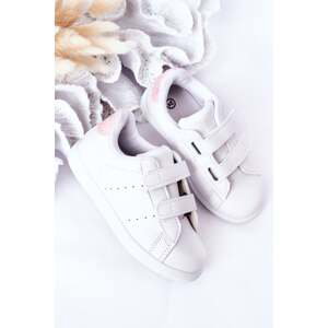 Children's Velcro Sneakers White-Pink Cute Girl