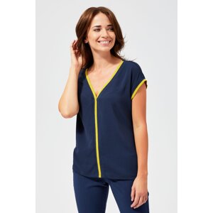 Shirt blouse with metallic trim - navy blue