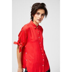 Shirt with ruffle sleeves - coral