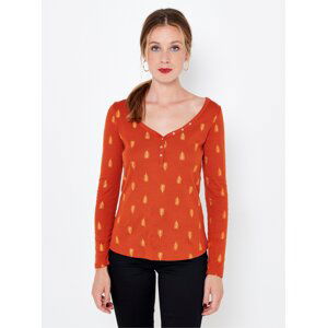 Oranžové vzorované tričko CAMAIEU - Dámske