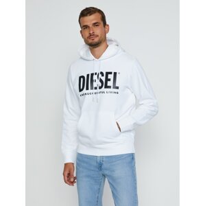 Diesel Mikina - S-GIRK-HOOD-ECOLOGO SWEAT biela