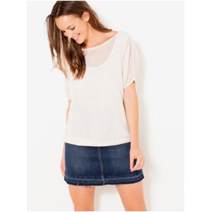 Cream Striped T-Shirt CAMAIEU - Women