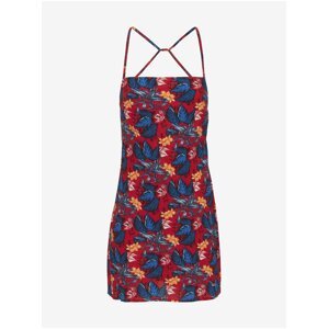 Tommy Jeans Šaty - TJW PRINTED TIE BACK MINI DRESS červené