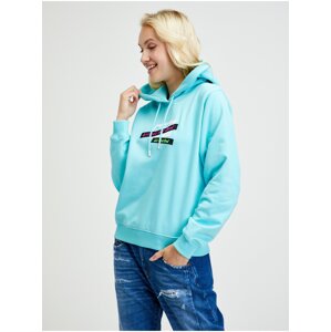 Diesel Mikina - FANGHOODR20 SWEATSHIRT tyrkysová