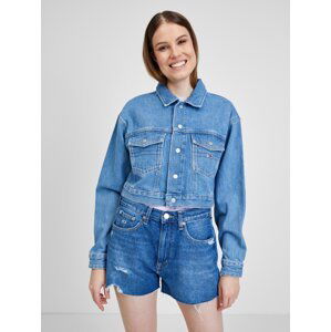 Tommy Jeans Bunda - CROPPED TRUCKER JACKET BF8032 modrá