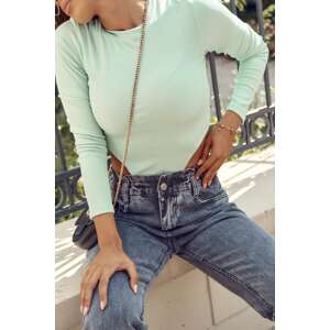 Mint long sleeve ribbed bodysuit Fasardi