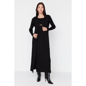 Trendyol Black Corduroy šaty-poťah, sveter oblek