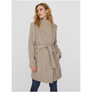 Women's beige coat with wool Vero Moda Wodope - Women