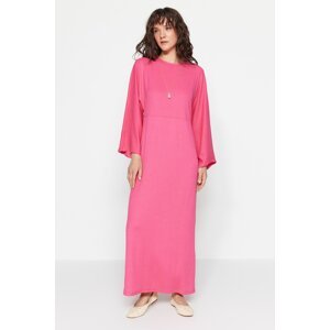 Trendyol ružové španielske pletené šaty s rukávmi
