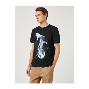 Koton Space Print T-Shirt. Cotton Crew Neck Short Sleeved.