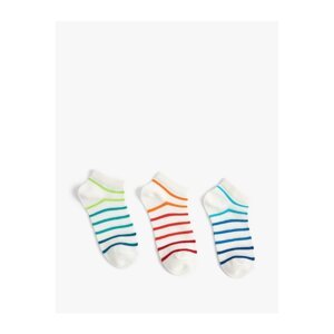Koton Set of 3 Multicolored Striped Cotton-Mixed Socks