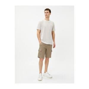 Koton Linen-Mixed Cargo Shorts With Pocket Detail and Buttons.
