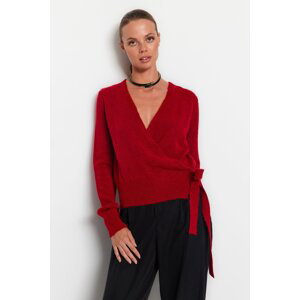 Trendyol červený dvojradový pletený sveter