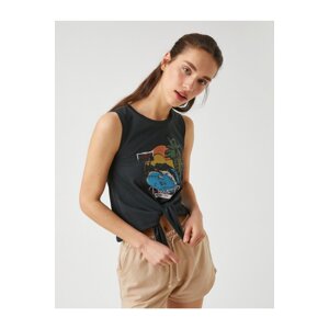 Koton Printed Tie Front Crewneck Singlet