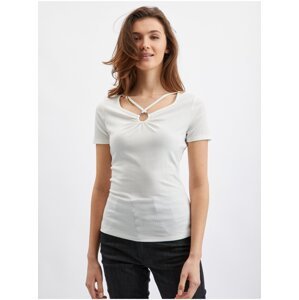 Biele dámske tričko s ozdobným detailom ORSAY