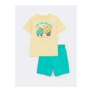 LC Waikiki Crew Neck Printed Baby Boy T-Shirt And Shorts 2-Pack