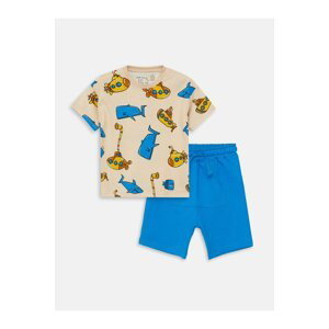 LC Waikiki Crew Neck Short Sleeved Printed Baby Boy T-Shirt And Shorts 2-Pair Set