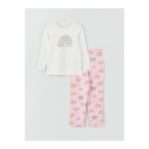 LC Waikiki Lcw Kids Crew Neck Printed Long Sleeved Girls' Pajamas Set