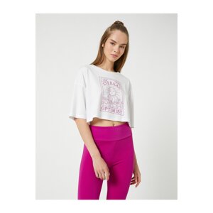 Koton Modal-Mix Crop Yoga Printed T-Shirt