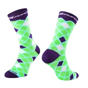 Cyklistické ponožky Force Square zeleno-fialové, S/M