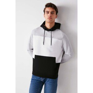 GRIMELANGE Men's Clyde Block Hooded Drawstring Fleece Black Sweatshirt