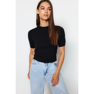 Trendyol Black Crop Premium Yarn/Special Yarn Knitwear Blouse