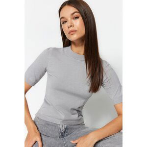 Trendyol Gray Crop Premium Yarn/Special Yarn Knitwear Blouse