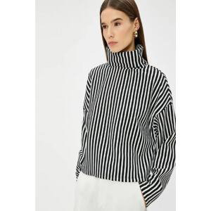 Koton Women's Oversize Sweatshirt Turtleneck Black Striped