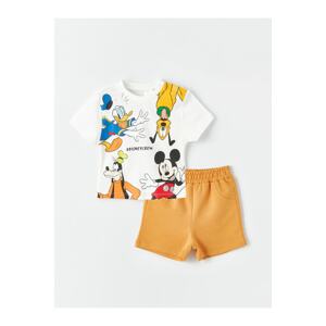 LC Waikiki Crew Neck Short Sleeved Disney Printed Baby Boy T-Shirt and Shorts 2-Set