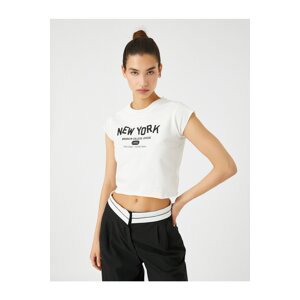 Koton Crop T-Shirt New York City Printed Short Sleeve Crew Neck