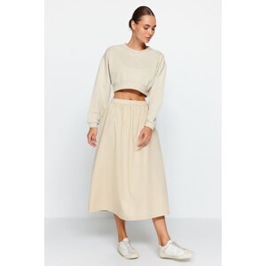 Trendyol Beige A-line Midi Skirt With Woven