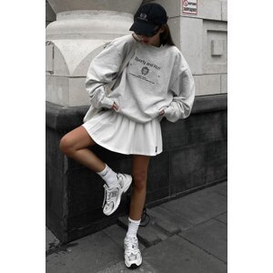 Madmext Carmelange Crew Neck Printed Oversized Women's Sweatshirt