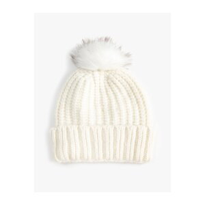 Koton Knitted Hat with Elastic Plush Pompom