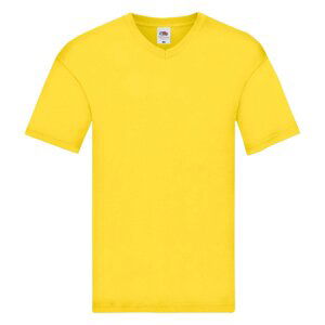 Original V-neck Fruit of the Loom Men's Yellow T-shirt