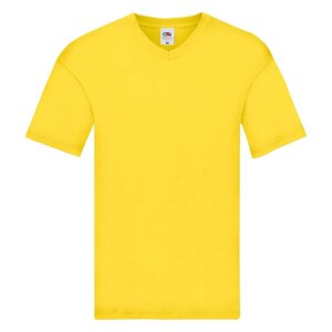 Original V-neck Fruit of the Loom Men's Yellow T-shirt