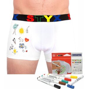 Men's boxers Styx sports rubber white + markers for textiles