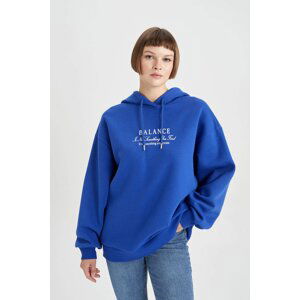 DEFACTO Oversize Fit Slogan Long Sleeve Sweatshirt