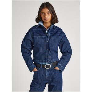 Modrá dámska prúžkovaná džínsová bunda Pepe Jeans Mika Stripe