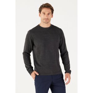 AC&Co / Altınyıldız Classics Men's Anthracite-melange Standard Fit Normal Fit Warm Crew Neck Knitwear Sweater