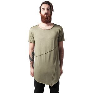 Bright olive T-shirt with a long front zipper with an open brim