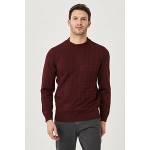 ALTINYILDIZ CLASSICS Men's Claret Red Standard Fit Normal Cut Half Turtleneck Knitwear Sweater.