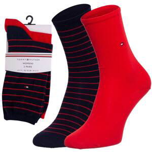 Ponožky - Tommy Hilfiger Stripes 2 pack modré, červené