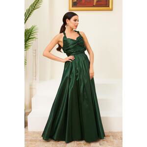 Carmen Emerald Taffeta Long Evening Dress