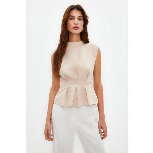 Trendyol Beige Crew Neck Sleeveless Woven Blouse