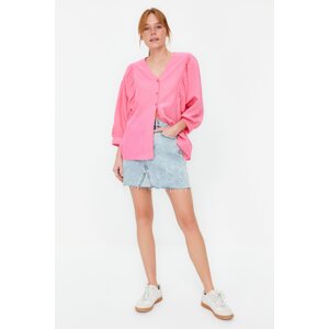 Trendyol Pink Bat Sleeve Regular Fit Woven Shirt