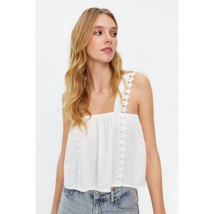 Trendyol Ecru Lace Detailed Crinkle Woven Blouse