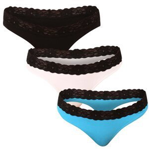 3PACK women's Styx thong with lace multicolor