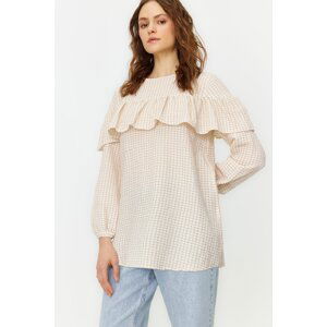 Trendyol Stone Ruffle Detail Seekers Woven Tunic